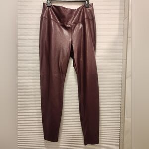 Chic Faux Leather White House Black Market Leggings in Deep Burgundy